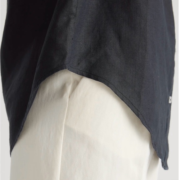 Quince European linen camp shirt black in medium NYT - Picture 3 of 6